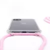 EVELATUS Apple iPhone X/XS Capa com cordão riscas rosa transparente