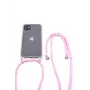 EVELATUS Apple iPhone X/XS Capa com cordão riscas rosa transparente