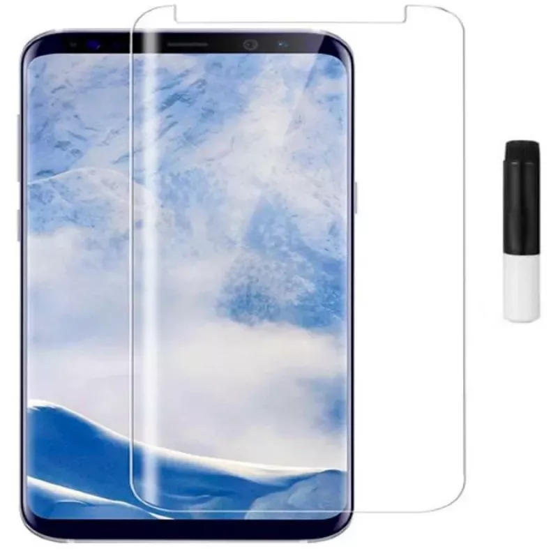 EVELATUS Samsung Galaxy S9 Plus Protetor de ecrã em vidro transparente UV com cola líquida