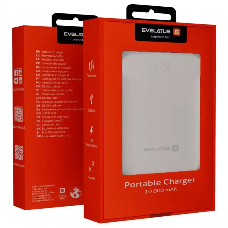 Power Bank EPB07 Evelatus 10000 mAh Branco