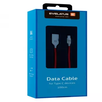 Evelatus cabo de dados para dispositivos Type-C TPC06 1m vermelho