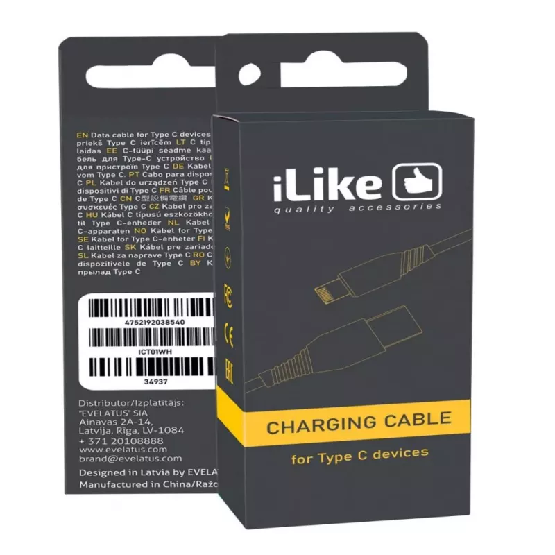 iLike Evelatus cabo de carregamento para dispositivos Lightning CCI01 branco