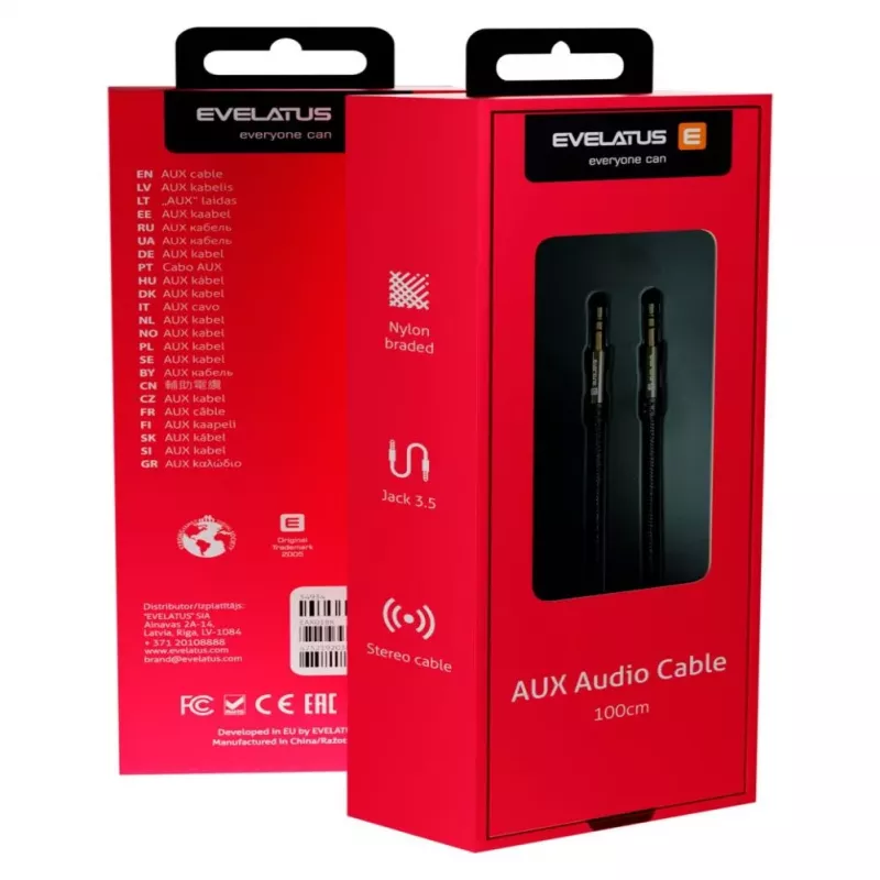 Evelatus cabo AUX estéreo EAX01 preto