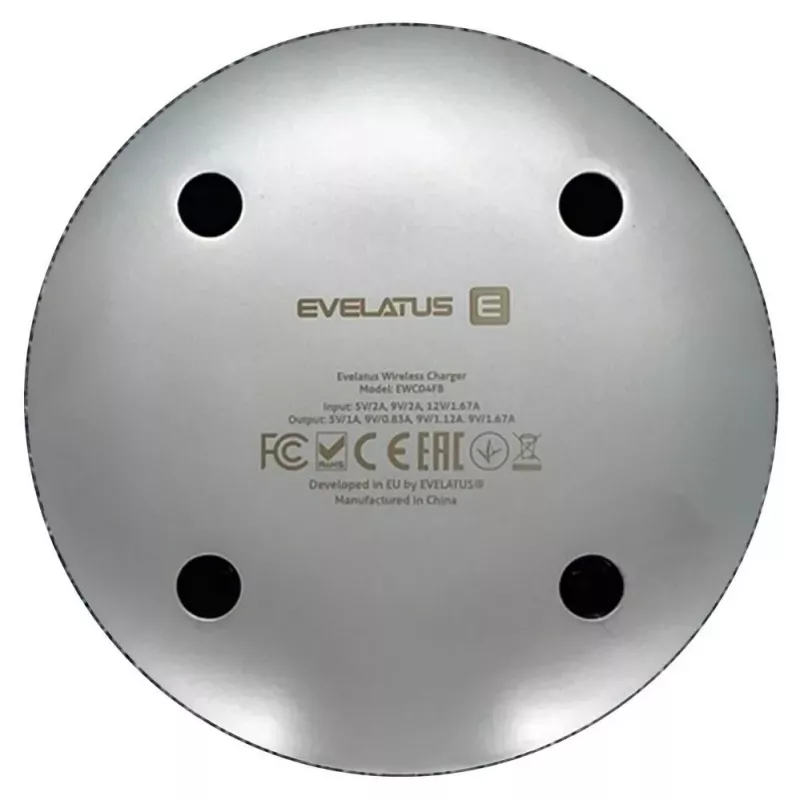Evelatus carregador de secretária sem fios EWC04 tecido - base de carregamento Qi 10W
