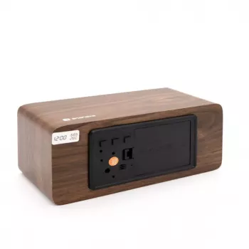 Evelatus relógio multifunções EMC01 madeira - despertador digital LED com indicação de temperatura e humidade