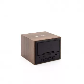 Evelatus relógio multifunções EMC02 madeira - despertador digital LED com indicação de temperatura, veios de madeira castanhos