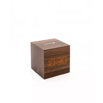Evelatus relógio multifunções EMC02 madeira - despertador digital LED com indicação de temperatura, veios de madeira castanhos