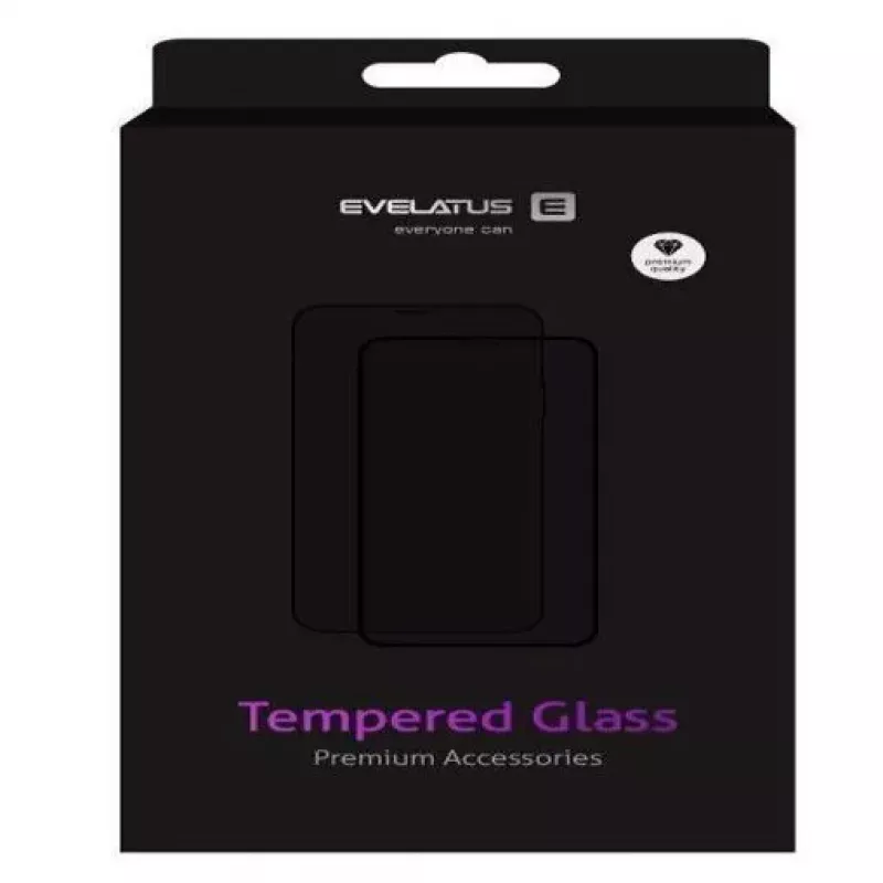 EVELATUS Apple iPhone 12 / 12 Pro 6,1 polegadas 2.5D Full Cover Japan Glue Protetor de ecrã antiestático em vidro temperado
