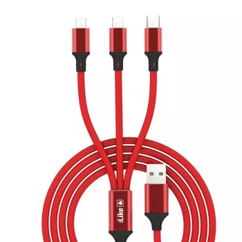 iLike Cabo de carregamento 3 em 1 CCI02 Vermelho