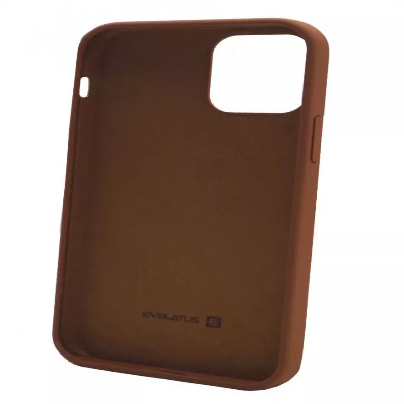 Capa de silicone Premium Soft Touch Evelatus para Apple iPhone 12/12 Pro Castanho-escuro
