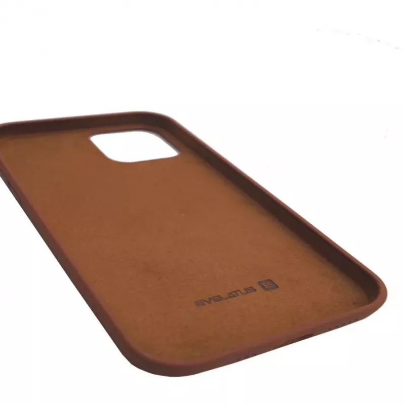 Capa de silicone Premium Soft Touch Evelatus para Apple iPhone 12/12 Pro Castanho-escuro
