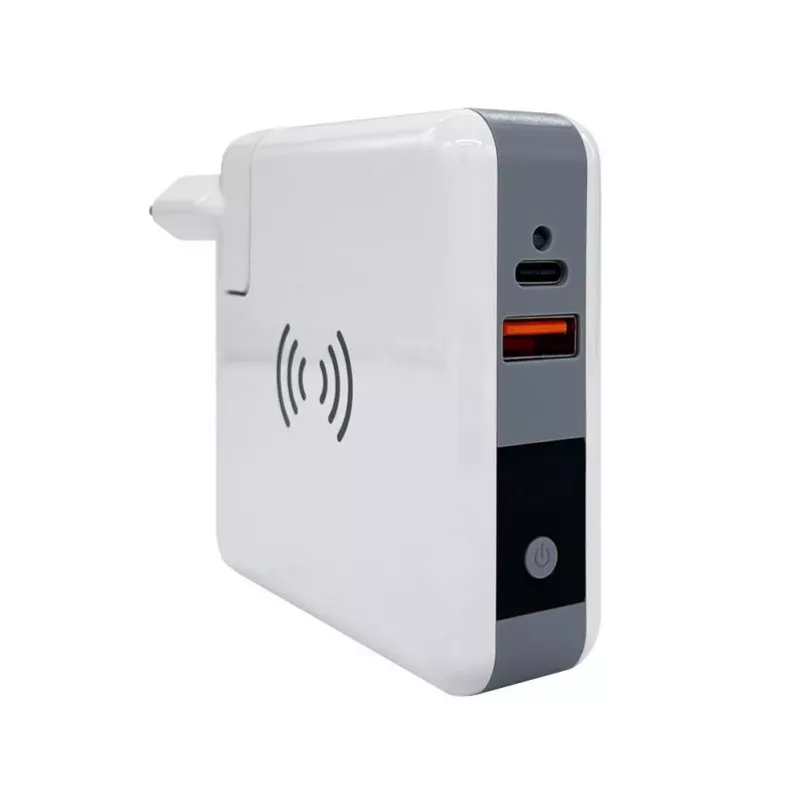 Adaptador de viagem Evelatus com carregador sem fios EWC06 branco