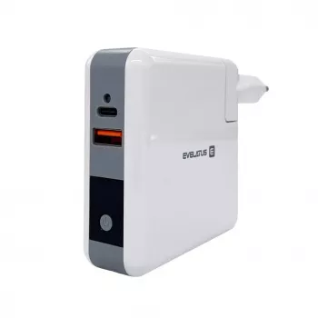 Adaptador de viagem Evelatus com carregador sem fios EWC06 branco