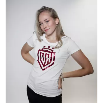 T-shirt Dinamo mulher L DINAMO com estampa metálica vermelha branca