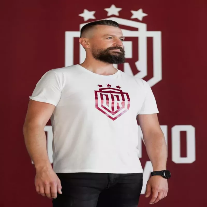 T-shirt Dinamo homem XL «DINAMO» com estampa metálica vermelha branca