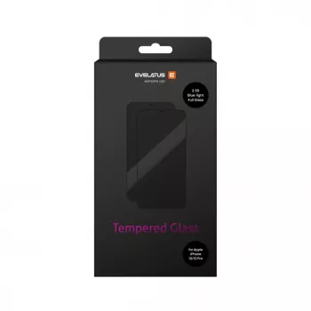 EVELATUS Protetor de ecrã antiestático em vidro Japan Glue 2.5D Full Cover Anti-Blue para Apple iPhone 12 / 12 Pro