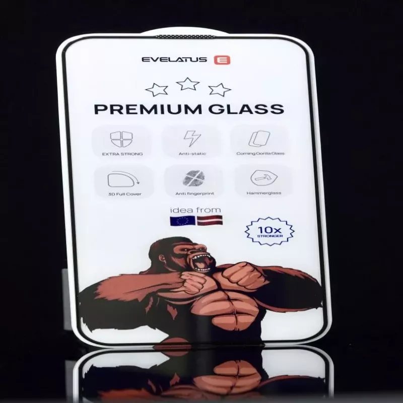 Evelatus Corning Gorilla Glass 3D Full Cover antiestático 10X mais resistente para Apple iPhone 17e | 14 | 13 | 13 Pro | 16e