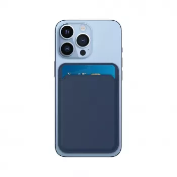 Evelatus Carteira universal em pele genuína para iPhone com MagSafe azul