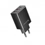 EVELATUS Carregador de viagem tomada EU 3 portas 32W USB-C / USB-A2 ETC06 preto