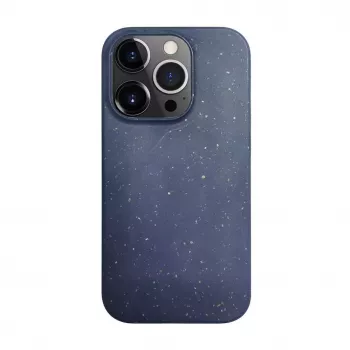 iLike Capa de silicone e plástico para Apple iPhone 14 Pro Eco Print Design azul