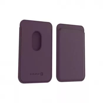 Carteira Evelatus universal para iPhone em pele genuína com MagSafe roxo escuro