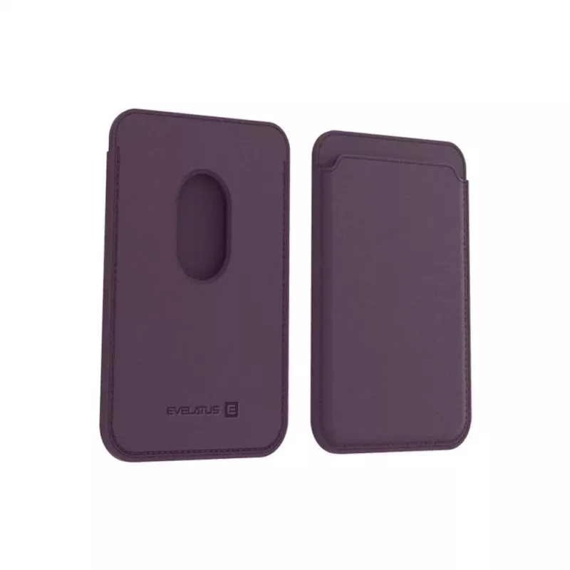 Carteira Evelatus universal para iPhone em pele genuína com MagSafe roxo escuro