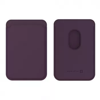 Carteira Evelatus universal para iPhone em pele genuína com MagSafe roxo escuro