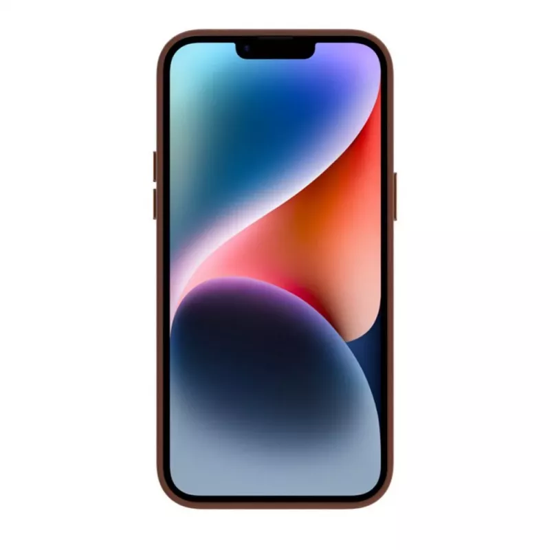 Capa Evelatus em pele genuína para Apple iPhone 14 com MagSafe castanho