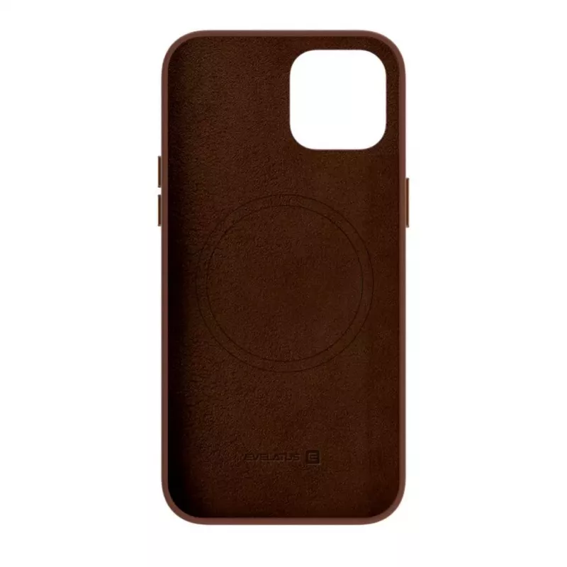 Capa Evelatus em pele genuína para Apple iPhone 14 com MagSafe castanho