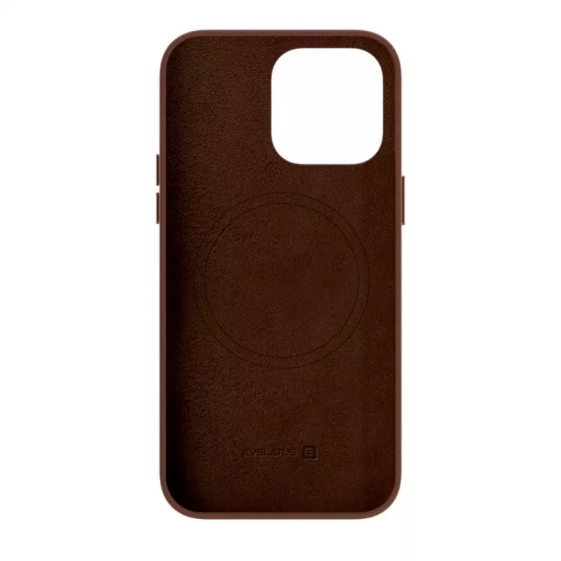 Capa Evelatus em pele genuína para Apple iPhone 14 Pro Max com MagSafe castanho