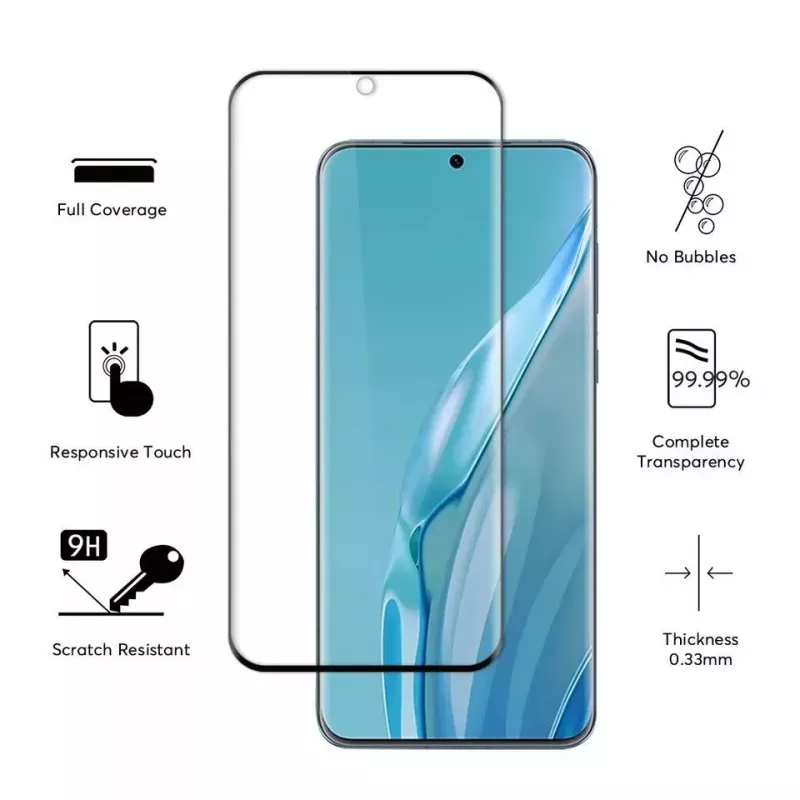 Evelatus Huawei P60 Pro Protetor de ecrã 2.5D Full Cover vidro com cola japonesa antiestático