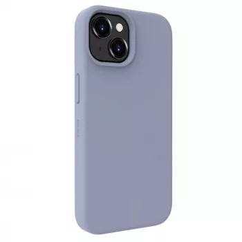 Capa de silicone Premium MagSafe Soft Touch Evelatus para Apple iPhone 15 cinzento lavanda