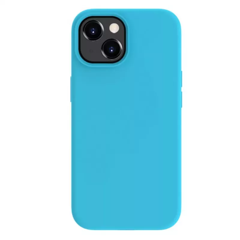 Capa de silicone Premium MagSafe Soft Touch Evelatus para Apple iPhone 15 azul ciano