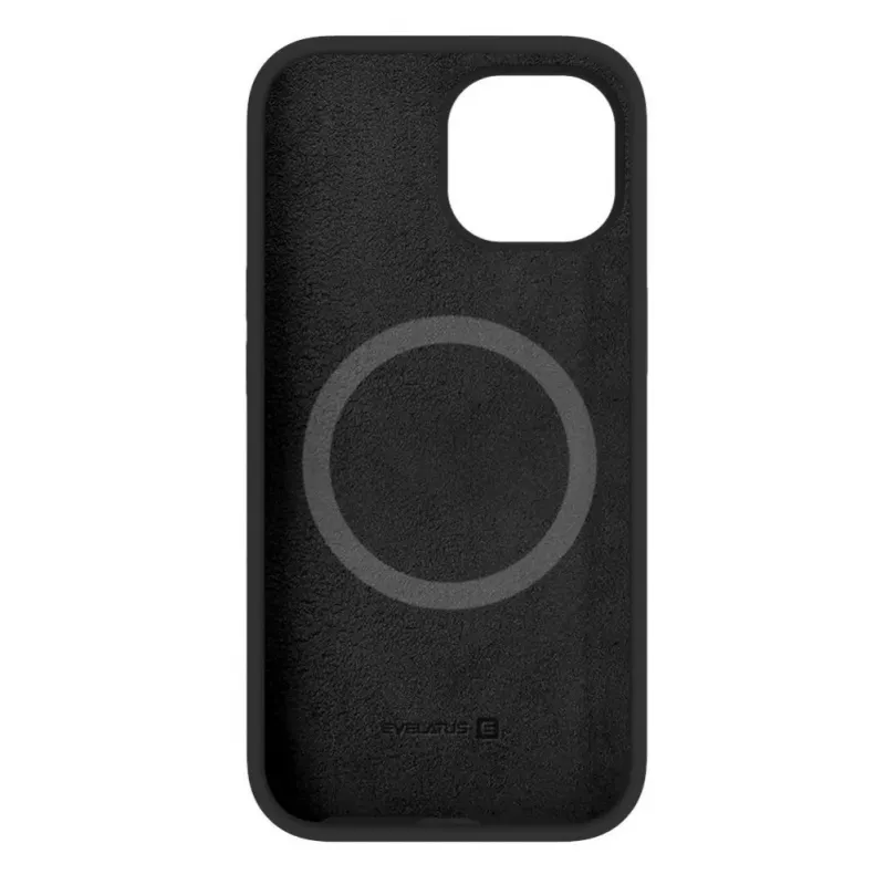 Capa de silicone Premium MagSafe Soft Touch Evelatus para Apple iPhone 15 Plus preta