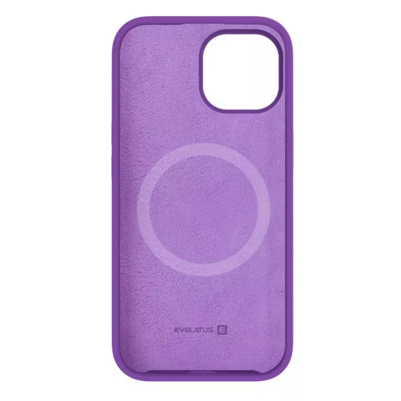 Capa de silicone Premium MagSafe Soft Touch Evelatus para Apple iPhone 15 Plus roxo profundo