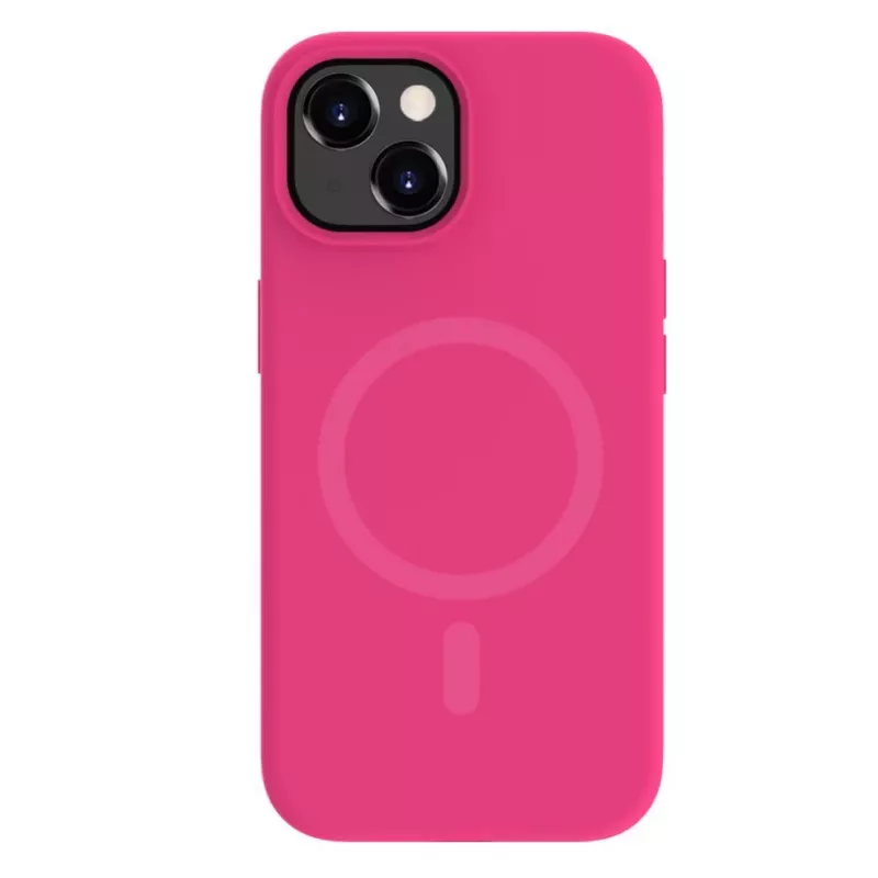 Capa de silicone Premium MagSafe Soft Touch Evelatus para Apple iPhone 15 Plus rosa