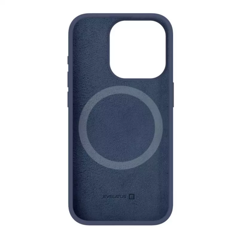 Capa de silicone Premium MagSafe Soft Touch Evelatus para Apple iPhone 15 Pro azul meia-noite