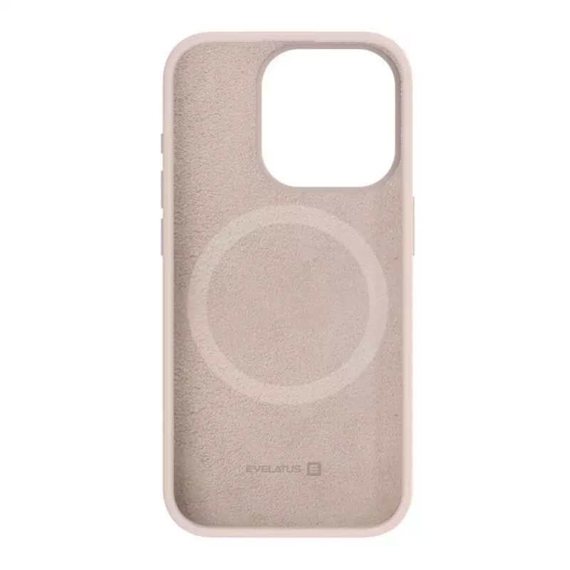 Capa de silicone Premium MagSafe Soft Touch Evelatus para Apple iPhone 15 Pro rosa areia