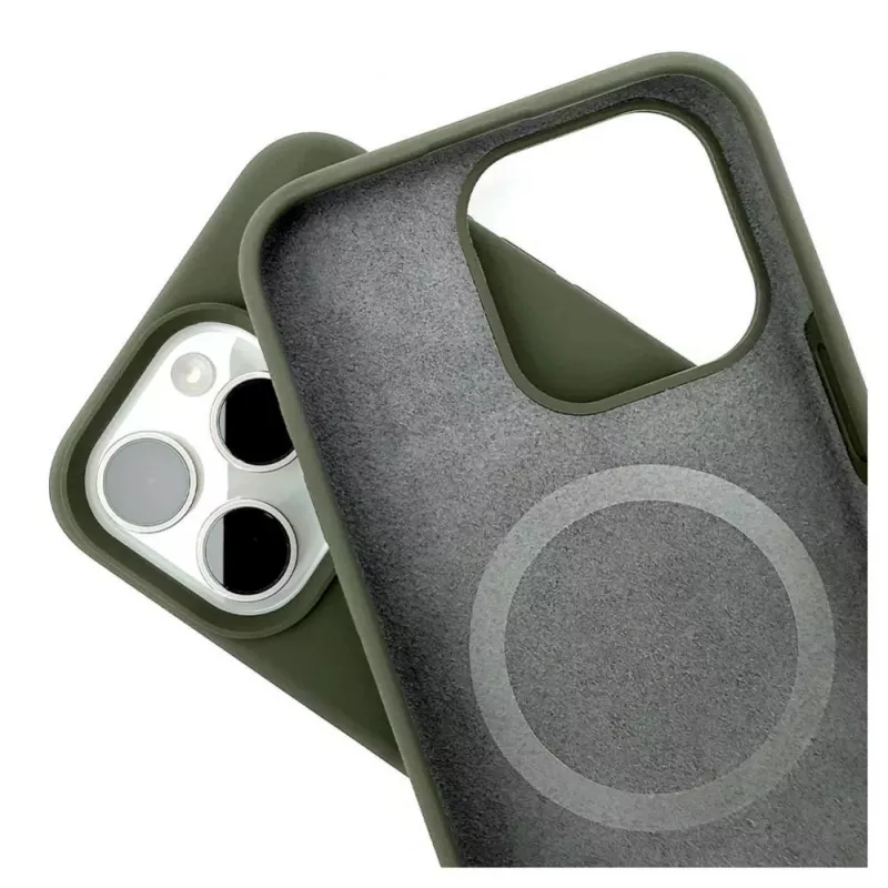 Evelatus Capa de silicone Soft Touch Premium MagSafe para Apple iPhone 15 Pro Max verde-azeitona escuro
