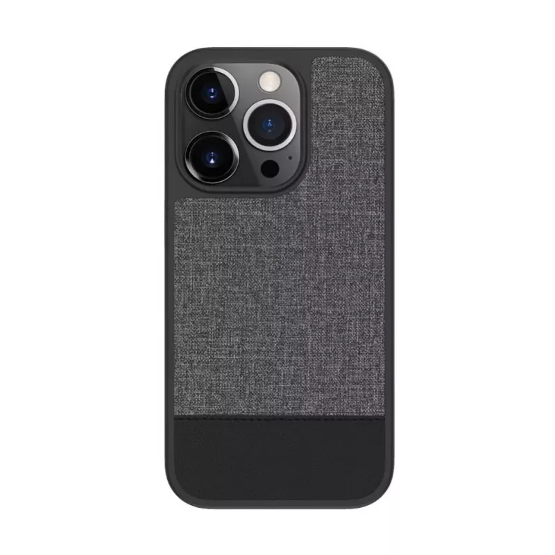 Evelatus Capa traseira MagSafe em pele sintética para Apple iPhone 15 Pro Max cinzenta