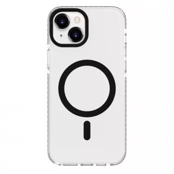 Evelatus Capa transparente PC+TPU com MagSafe para Apple iPhone 15 Plus preta transparente