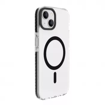 Evelatus Capa transparente PC+TPU com MagSafe para Apple iPhone 15 Plus preta transparente