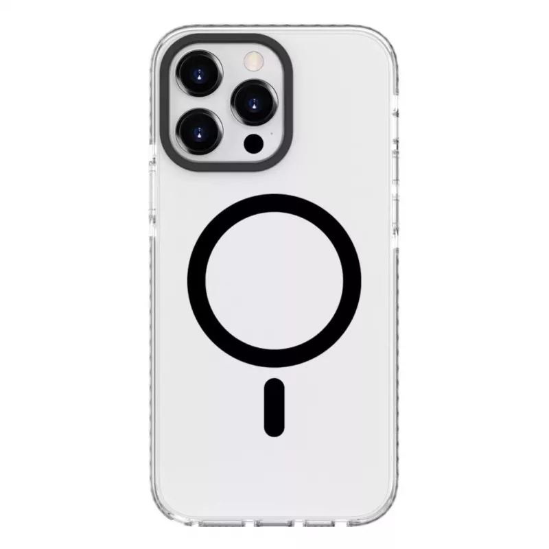 Evelatus Capa transparente PC+TPU com MagSafe para Apple iPhone 15 Pro Max preta transparente