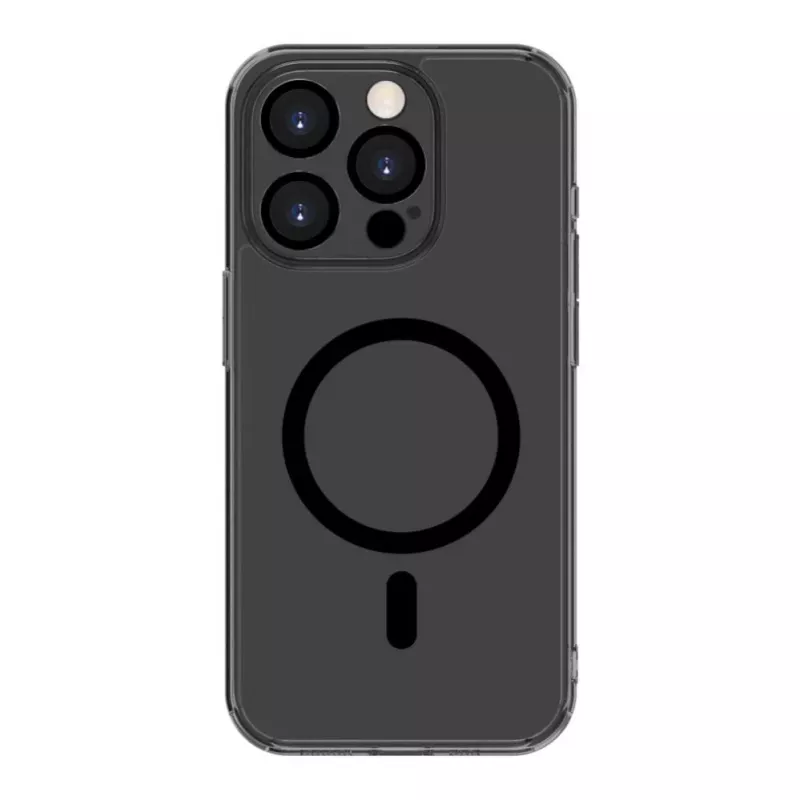 Evelatus Capa transparente com MagSafe e proteção da câmara para Apple iPhone 15 Pro Max preta transparente
