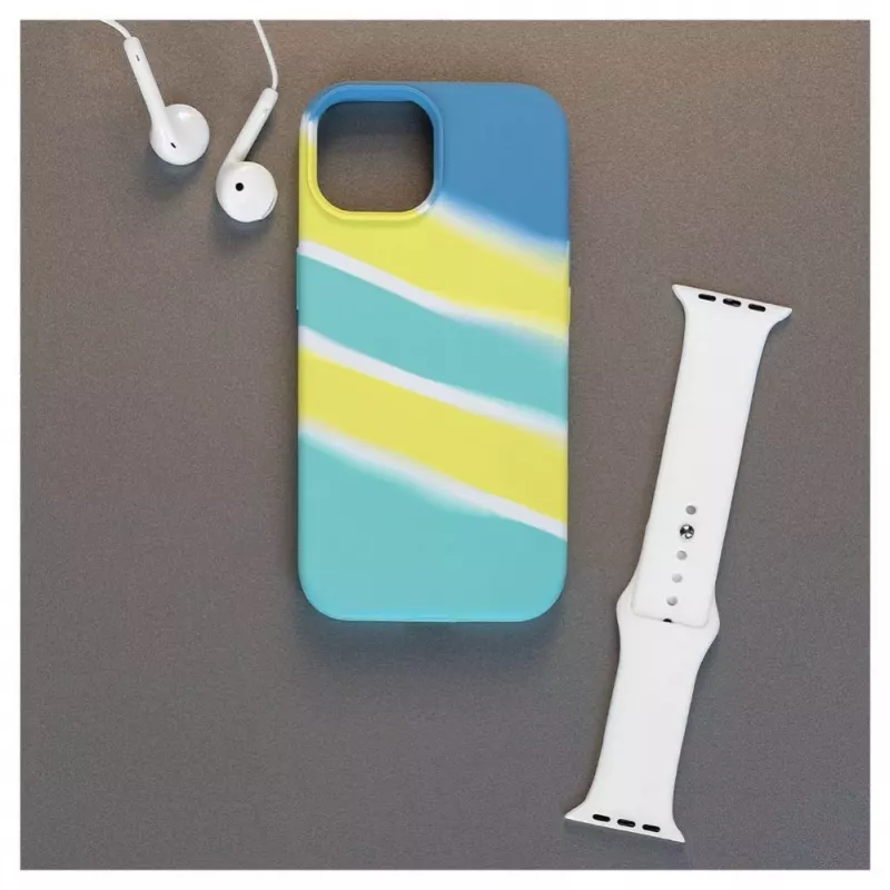 Evelatus Capa de silicone para Apple iPhone 15 multicolor amarelo verde