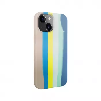 Evelatus Capa de silicone para Apple iPhone 15 multicolor azul rosa