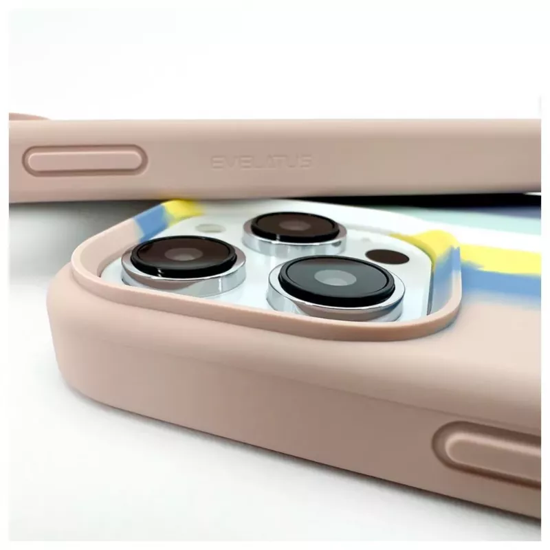 Evelatus Capa de silicone para Apple iPhone 15 Pro multicolor azul rosa