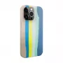 Evelatus Capa de silicone para Apple iPhone 15 Pro Max multicolor azul rosa