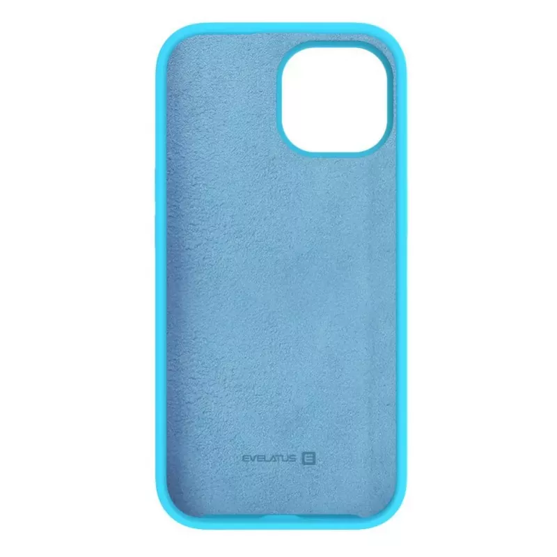 Evelatus Capa de silicone Premium Soft Touch para Apple iPhone 15 Plus azul ciano