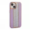 iLike Capa com diamantes e pele para Apple iPhone 15 rosa areia